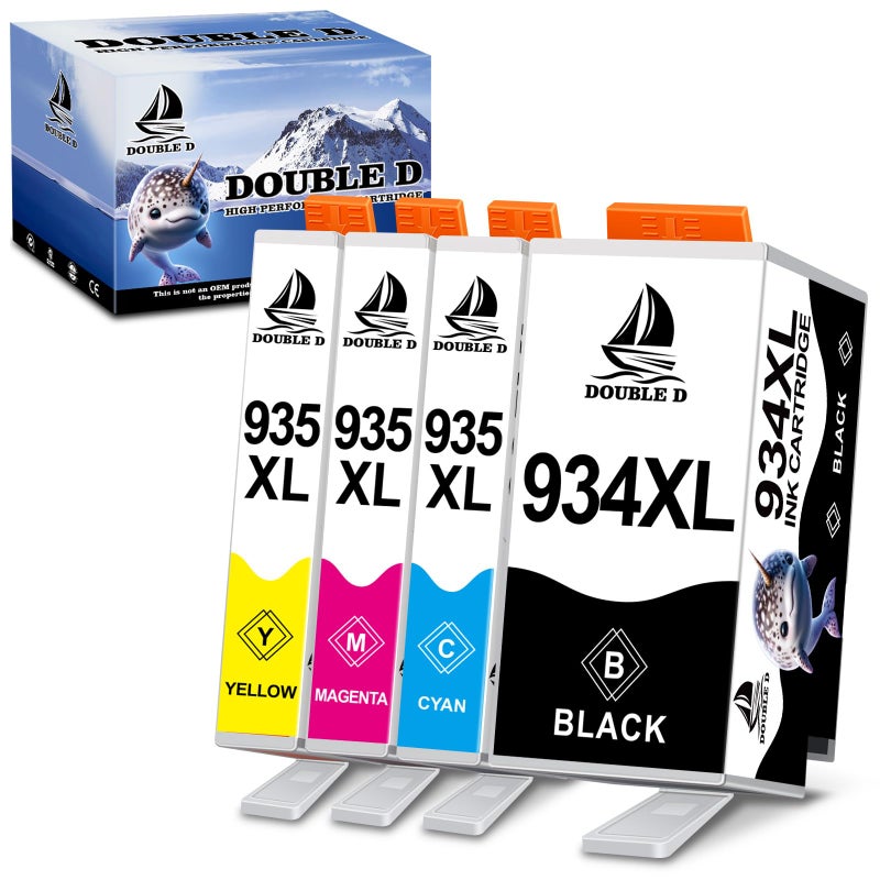 DOUBLE D 934 and 935 Ink Cartridges Compatible Replacement for HP 934XL 935XL High Yield for HP Officejet Pro 6830 6230 6835 6812 6815 6820 6220 6800 (1 Black,1 Cyan,1 Magenta,1 Yellow) - Image 1